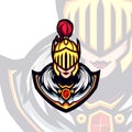 Armored Golden Helmet Knight Lady Vector Mascot